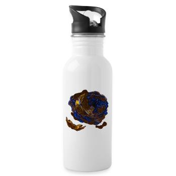 verwelkte Rosenblüte, memento mori, closing - Trinkflasche mit integriertem Trinkhalm - Weiß - Rechts