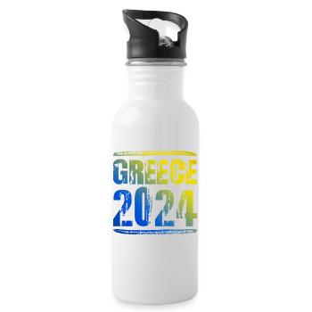 Greece 2024 Colorful Holiday - Water bottle with straw - white - Right