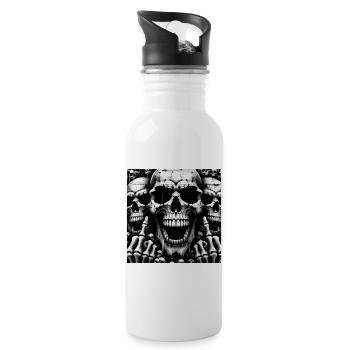 Rock 'n' Roll-Design > Skelettköpfe Statement > - Trinkflasche mit integriertem Trinkhalm - Weiß - Rechts