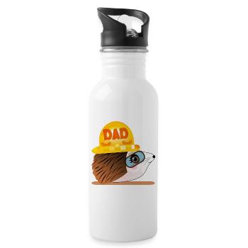 Hedgehog Dad - Construction - Water bottle with straw - white - Right