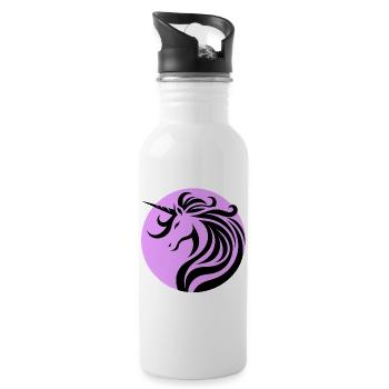 Einhornsegen Lavendel - Trinkflasche mit integriertem Trinkhalm - Weiß - Rechts