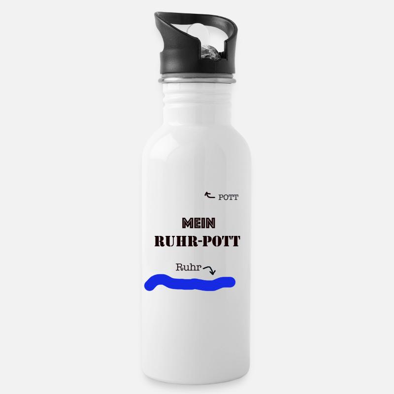 Mein Ruhrpott - Trinkflasche mit integriertem Trinkhalm - Weiß