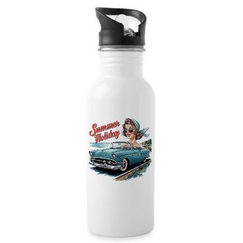 Vakantie Cabrio Ride Lifestyle jaren 1950 1960 - Drinkfles met geïntegreerd rietje - wit - Rechts