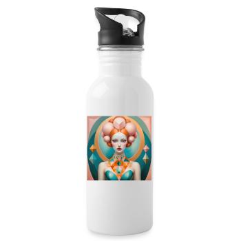Aurora, digital painting - Water bottle with straw - white - Right
