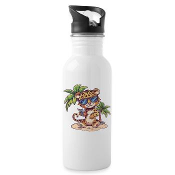 Palmier d’été de l’île Leopard - Gourde avec paille intégrée - blanc - Droite