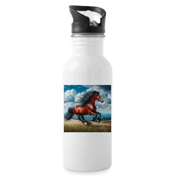 Cheval au galop - Gourde avec paille intégrée - blanc - Droite