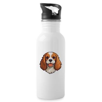 Cavalier King Charles Spaniel chien race aquarelle - Gourde avec paille intégrée - blanc - Droite
