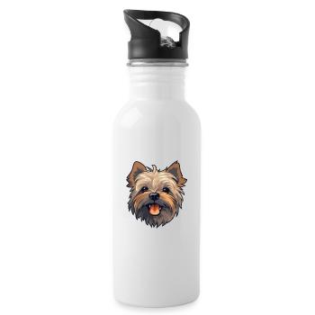 Cairn Terrier chien race aquarelle dessin animé Kawaii - Gourde avec paille intégrée - blanc - Droite