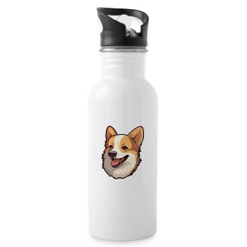 Norwegische Lundehund Hunderasse Aquarell Cartoon K - Trinkflasche mit integriertem Trinkhalm - Weiß - Rechts