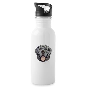 Neapolitan Mastiff Dog Breed Watercolor Cartoon Ka - Water bottle with straw - white - Right