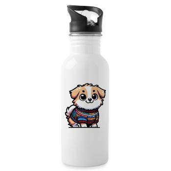 Snug Pup: Der Pullover tragende Hund - Trinkflasche mit integriertem Trinkhalm - Weiß - Rechts