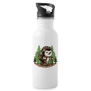 Trail Trekker: The Hiking Hedgehog - Water bottle with straw - white - Right