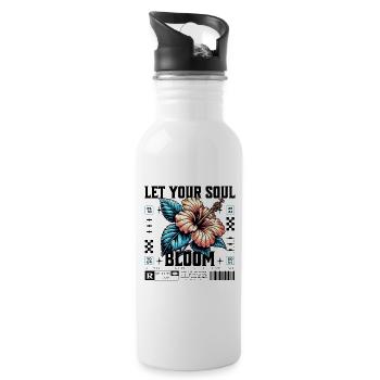 Hibiskus Blau Tropenblüte Let your soul bloom - Trinkflasche mit integriertem Trinkhalm - Weiß - Rechts