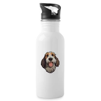 Grand Basset Griffon Vendeen Hunderasse Aquarell - Trinkflasche mit integriertem Trinkhalm - Weiß - Rechts