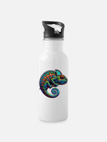 Caméléon - Gourde avec paille intégrée - blanc