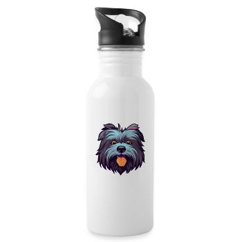 Skye Terrier Hunderasse Aquarell Karikatur Kawaii C - Trinkflasche mit integriertem Trinkhalm - Weiß - Rechts