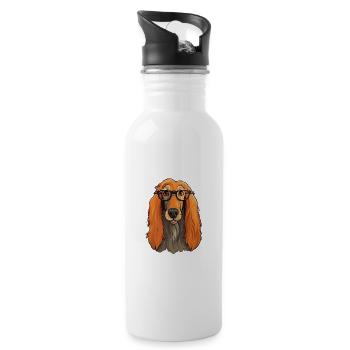 Afghan Hound Dog Breed Watercolor Cartoon Kawaii G - Water bottle with straw - white - Right