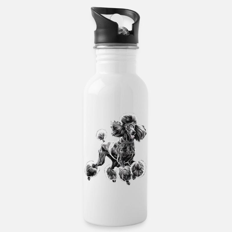 Pudel Diva - Trinkflasche mit integriertem Trinkhalm - Weiß