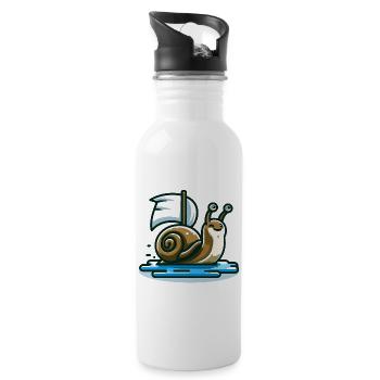 Segelschnecke: Der nautische Navigator - Trinkflasche mit integriertem Trinkhalm - Weiß - Rechts