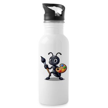 Artisan Ant: Der Insekten-Illustrator - Trinkflasche mit integriertem Trinkhalm - Weiß - Rechts