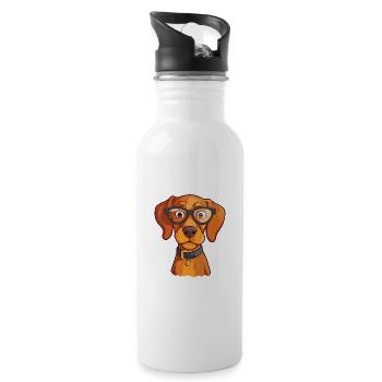 Vizsla Dog Breed Aquarelle Cartoon Kawaii Lunettes - Gourde avec paille intégrée - blanc - Droite