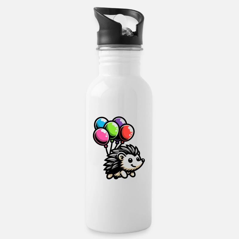 Hedgehog Harmony: Der Ballon-Kumpel - Trinkflasche mit integriertem Trinkhalm - Weiß