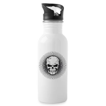 Radiant Skull,Skull,Skull Drawing - Water bottle with straw - white - Right