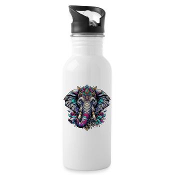 Elefant - Trinkflasche mit integriertem Trinkhalm - Weiß - Rechts