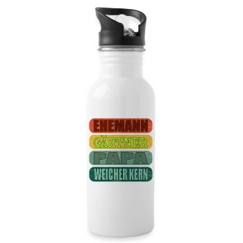 VATERTAG EHEMANN PAPA GARTEN GÄRTNER - Trinkflasche mit integriertem Trinkhalm - Weiß - Rechts