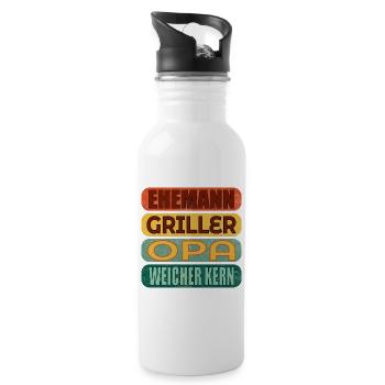 VATERTAG GRILLEN OPA - Trinkflasche mit integriertem Trinkhalm - Weiß - Rechts