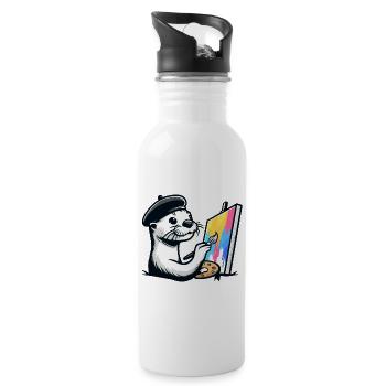 Artistic Otter - Painter's Joy - Water bottle with straw - white - Right