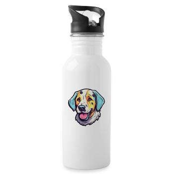 Akbash Hunderasse Aquarell Karikatur Kawaii Colorfu - Trinkflasche mit integriertem Trinkhalm - Weiß - Rechts