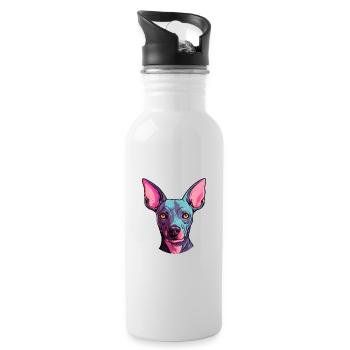 American Hairless Terrier Hunderasse Aquarell Auto - Trinkflasche mit integriertem Trinkhalm - Weiß - Rechts