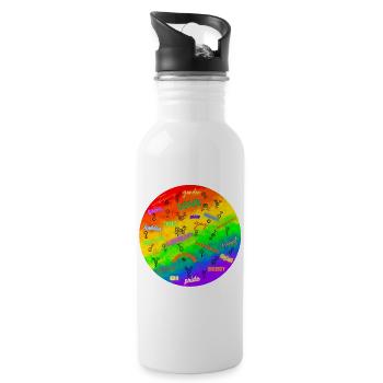 LGBTQIA+ Pride Design - Trinkflasche mit integriertem Trinkhalm - Weiß - Rechts