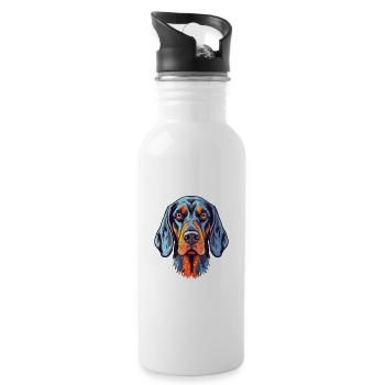 Bluetick Coonhound Dog Breed Watercolor Cartoon Ka - Water bottle with straw - white - Right