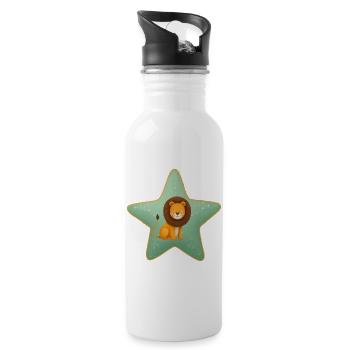 Cute Baby Lion on Star Jungle Child - Water bottle with straw - white - Right