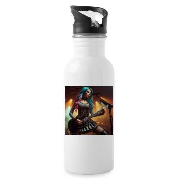 Heavy Metal für Frauen - Trinkflasche mit integriertem Trinkhalm - Weiß - Rechts