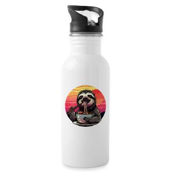 Lustig Faultier Ramen Nudeln Faultiere Japan Retro - Trinkflasche mit integriertem Trinkhalm - Weiß - Rechts