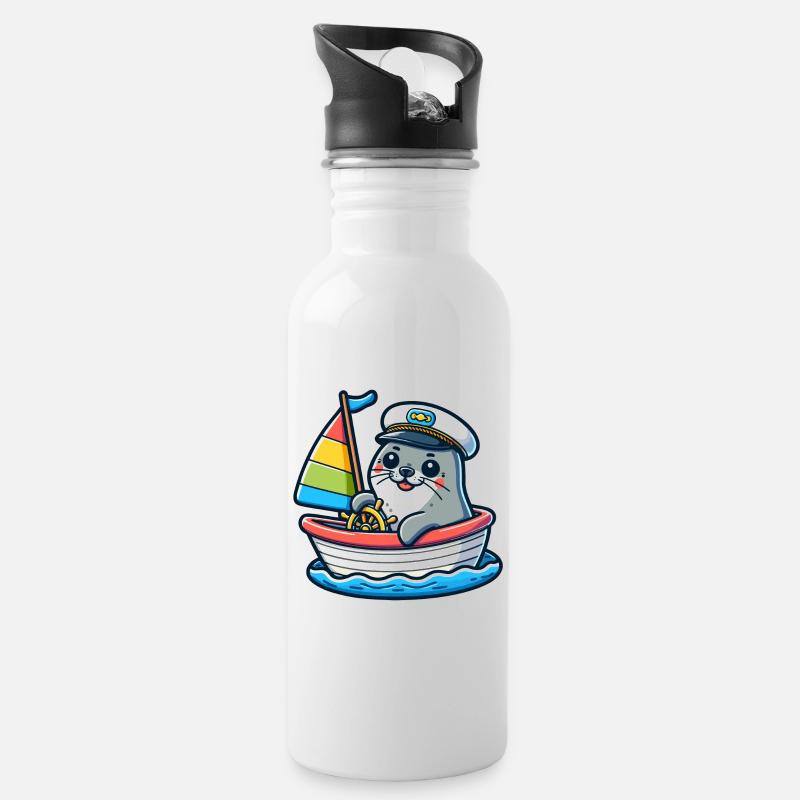 Voilier : le navigateur nautique - Gourde avec paille intégrée - blanc