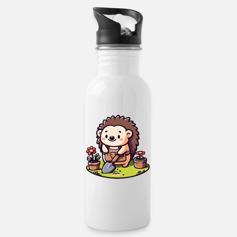 Igelgärtner: Der Blütenkumpel - Trinkflasche mit integriertem Trinkhalm - Weiß
