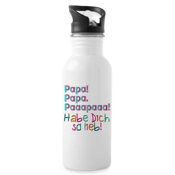 VATERTAG PAPA KIND - VATER LIEB HABEN - Trinkflasche mit integriertem Trinkhalm - Weiß - Rechts
