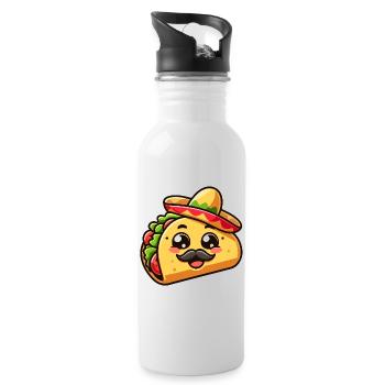 Fiesta Taco: Der herzhafte Senor - Trinkflasche mit integriertem Trinkhalm - Weiß - Rechts