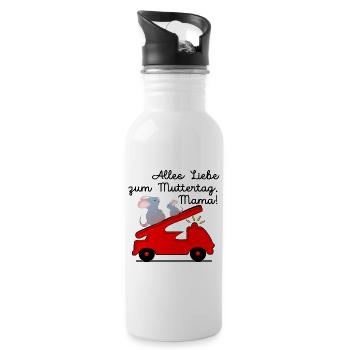 ALLES LIEBE ZUM MUTTERTAG - FEUERWEHR - Trinkflasche mit integriertem Trinkhalm - Weiß - Rechts