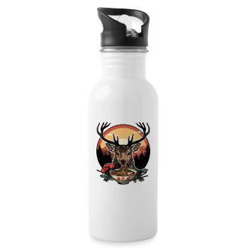 Deer Ramen Japan Deer Deer Deer Retro Vintage - Water bottle with straw - white - Right