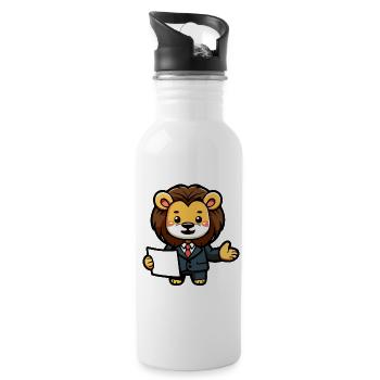 Le Lion de l’entreprise - Gourde avec paille intégrée - blanc - Droite