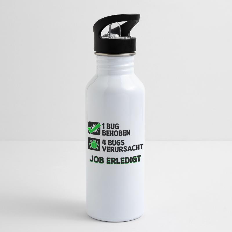 Open Source Bugfixing Bugs Developer Programmier Trinkflasche mit integriertem Trinkhalm