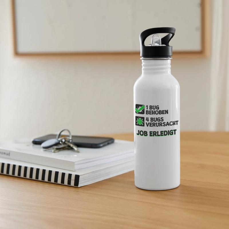 Open Source Bugfixing Bugs Developer Programmier Trinkflasche mit integriertem Trinkhalm