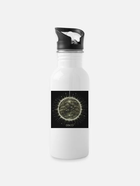 DISCO Ball - Water bottle with straw - white