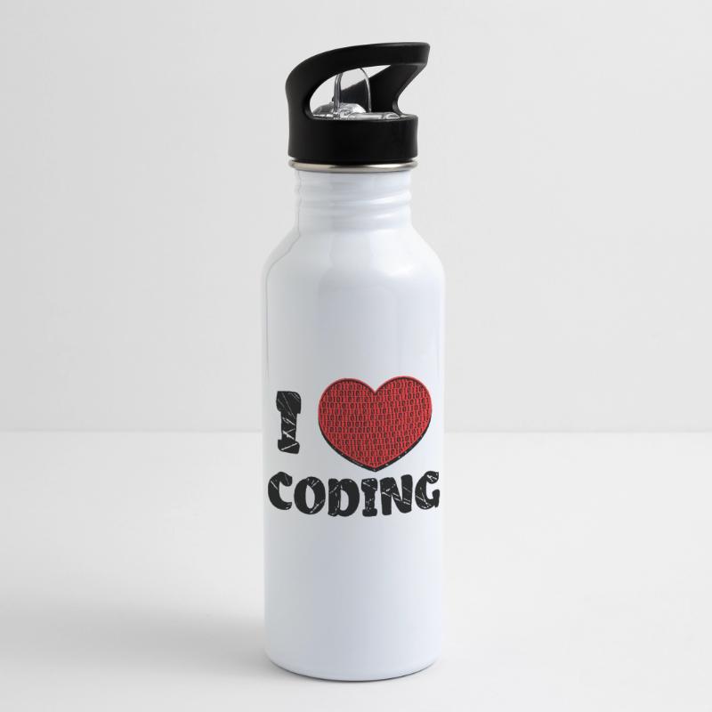 Code Developer Scripting Debug Heart Statement Water bottle with straw