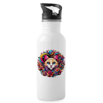 Cat - Water bottle with straw - white - Right